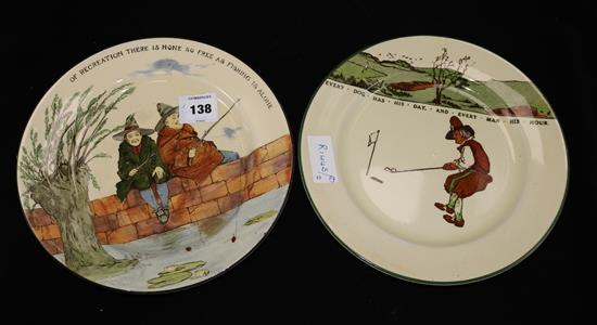 2 Doulton plates, golfing & fishing